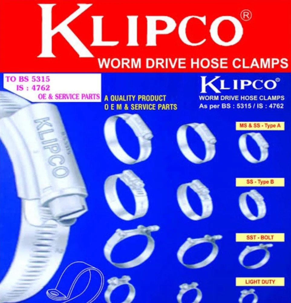 Klipco worm drive hose clamps catalogue page