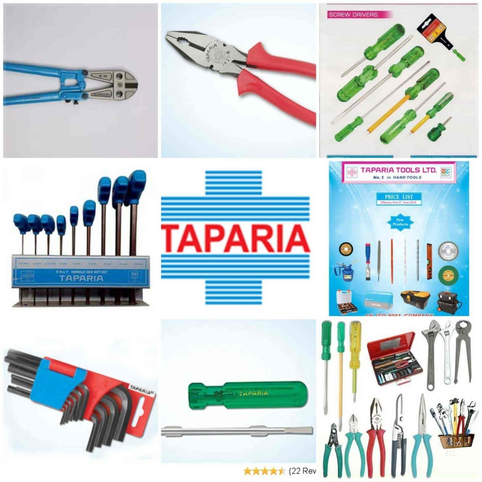 Taparia hand tools — pliers, screwdrivers, hex keys, cutters